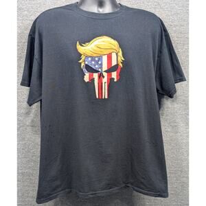 Donald Trump/Punisher Graphic T-Shirt, Black, America Flag, Cotton